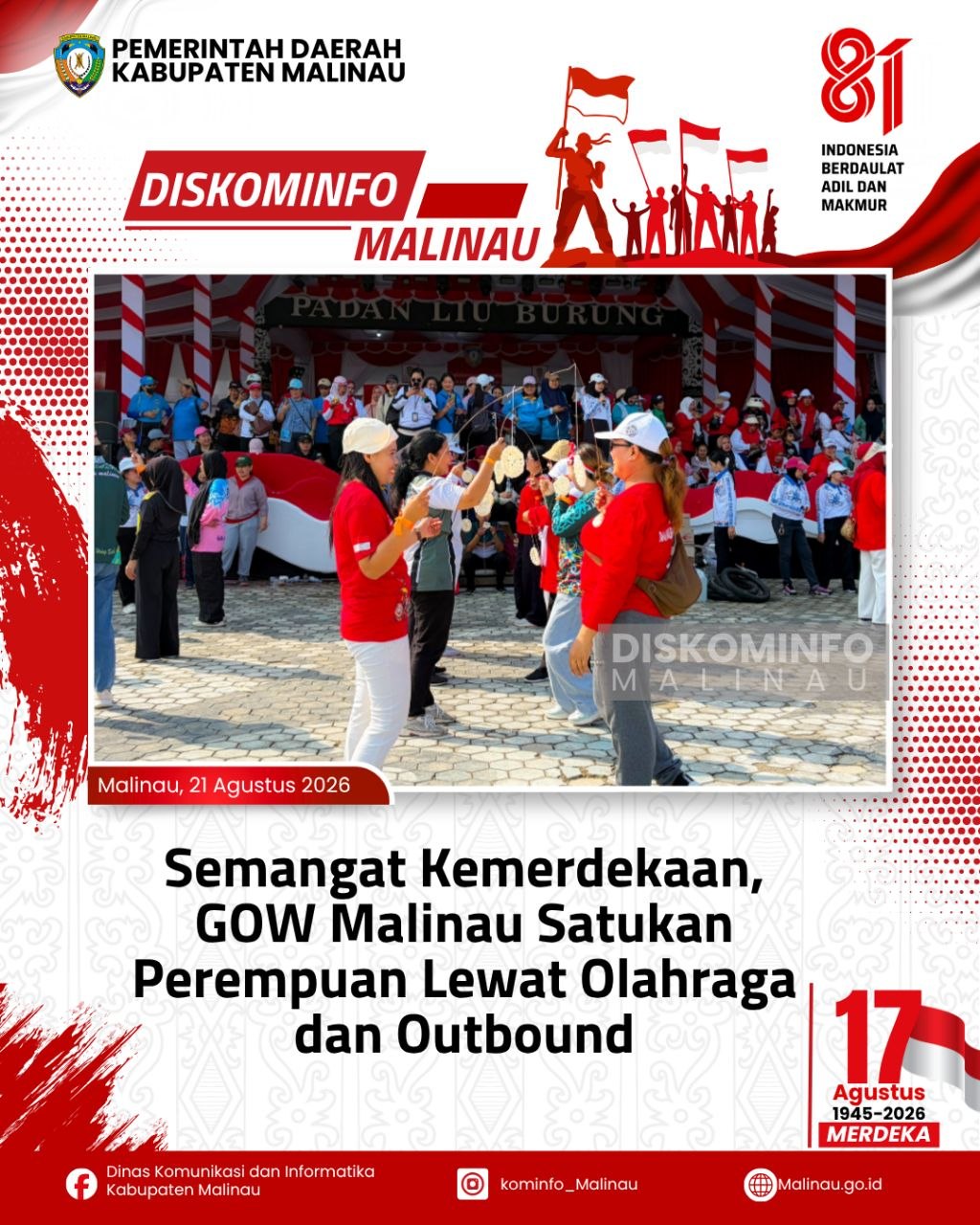 Semangat Kemerdekaan, GOW Malinau Satukan Perempuan Lewat Olahraga dan Outbound