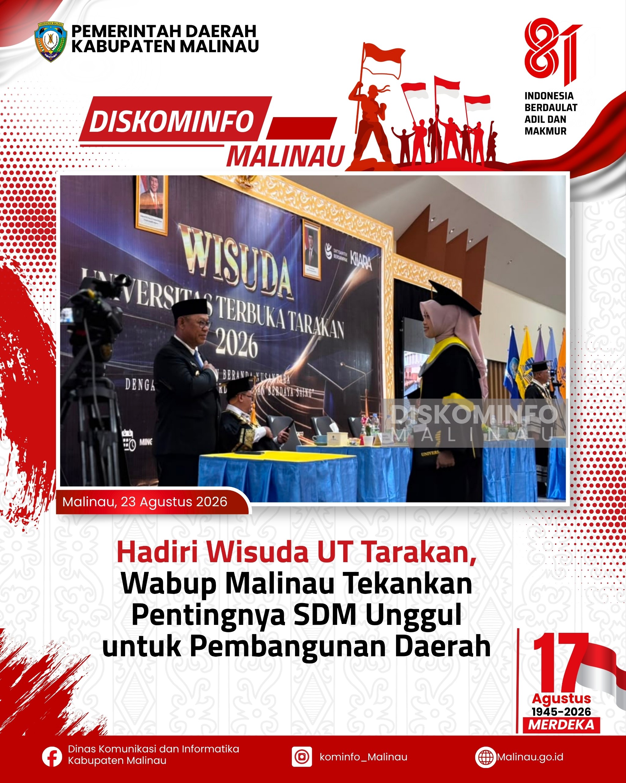 Hadiri Wisuda UT Tarakan, Wabup Malinau Tekankan Pentingnya SDM Unggul untuk Pembangunan Daerah