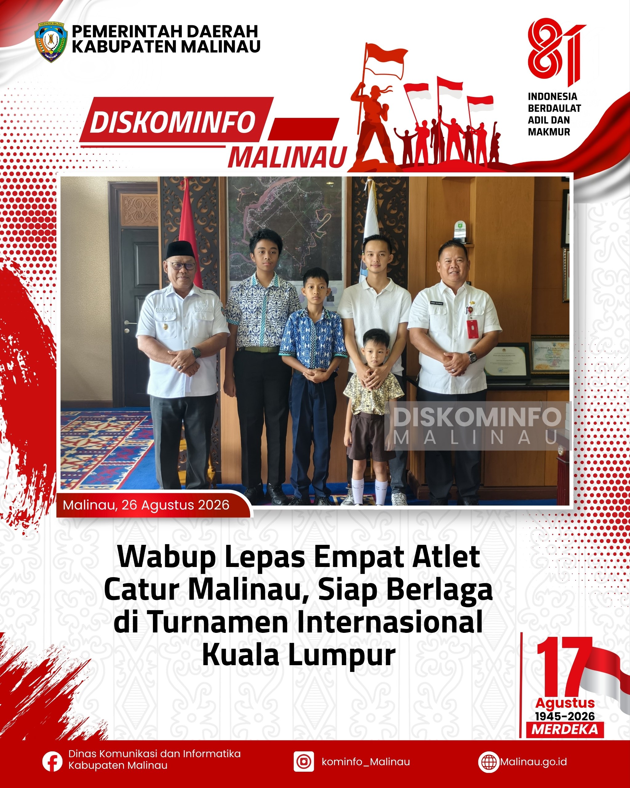 Wabup Lepas Empat Atlet Catur Malinau, Siap Berlaga di Turnamen Internasional Kuala Lumpur