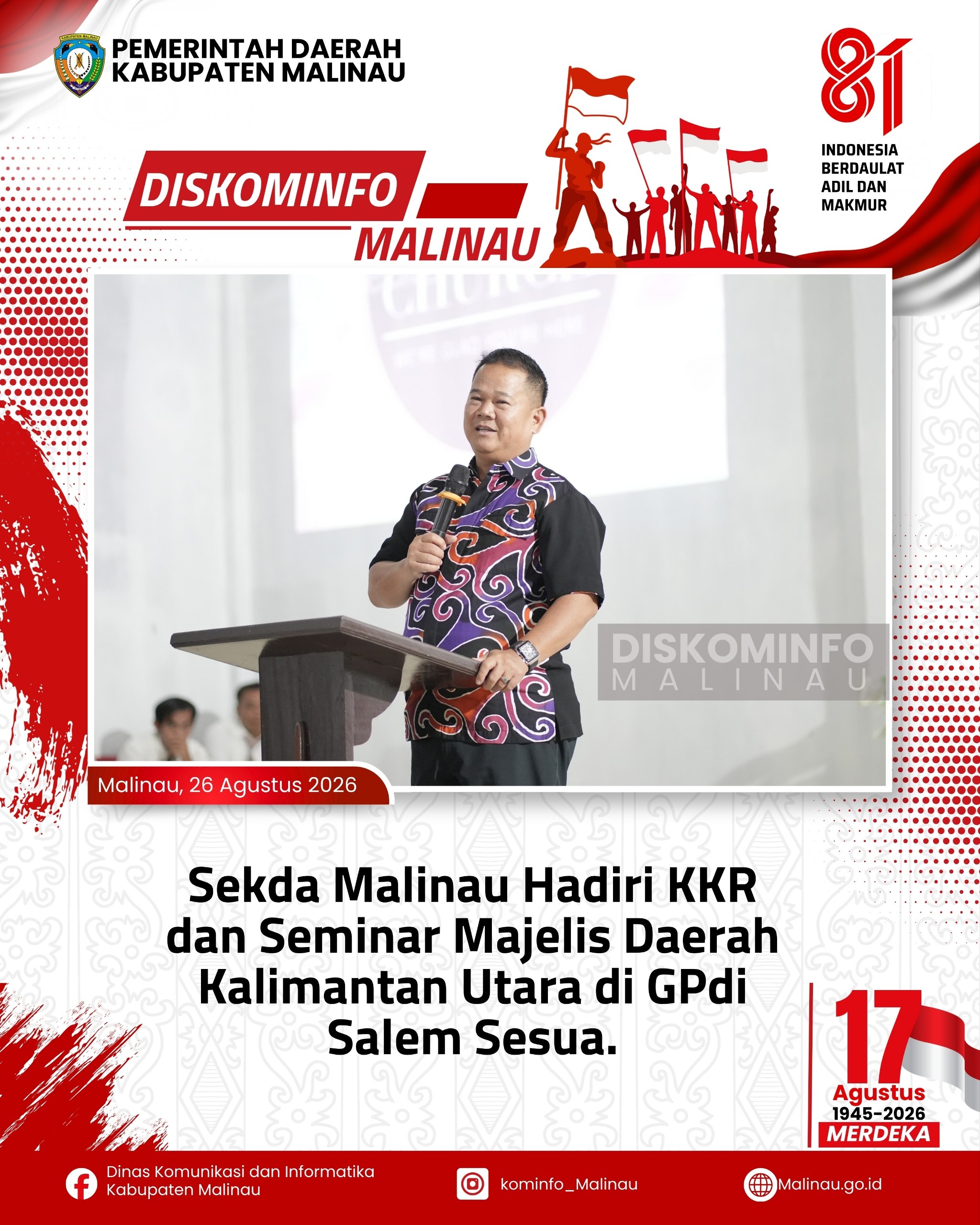Sekda Malinau Hadiri KKR dan Seminar Majelis Daerah Kalimantan Utara di GPdi Salem Sesua