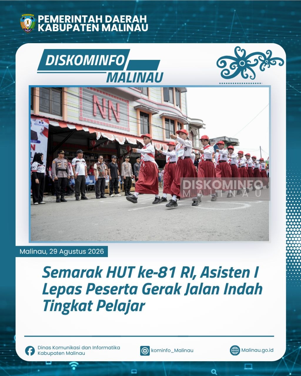 Semarak HUT ke-81 RI, Asisten I Lepas Peserta Gerak Jalan Indah Tingkat Pelajar