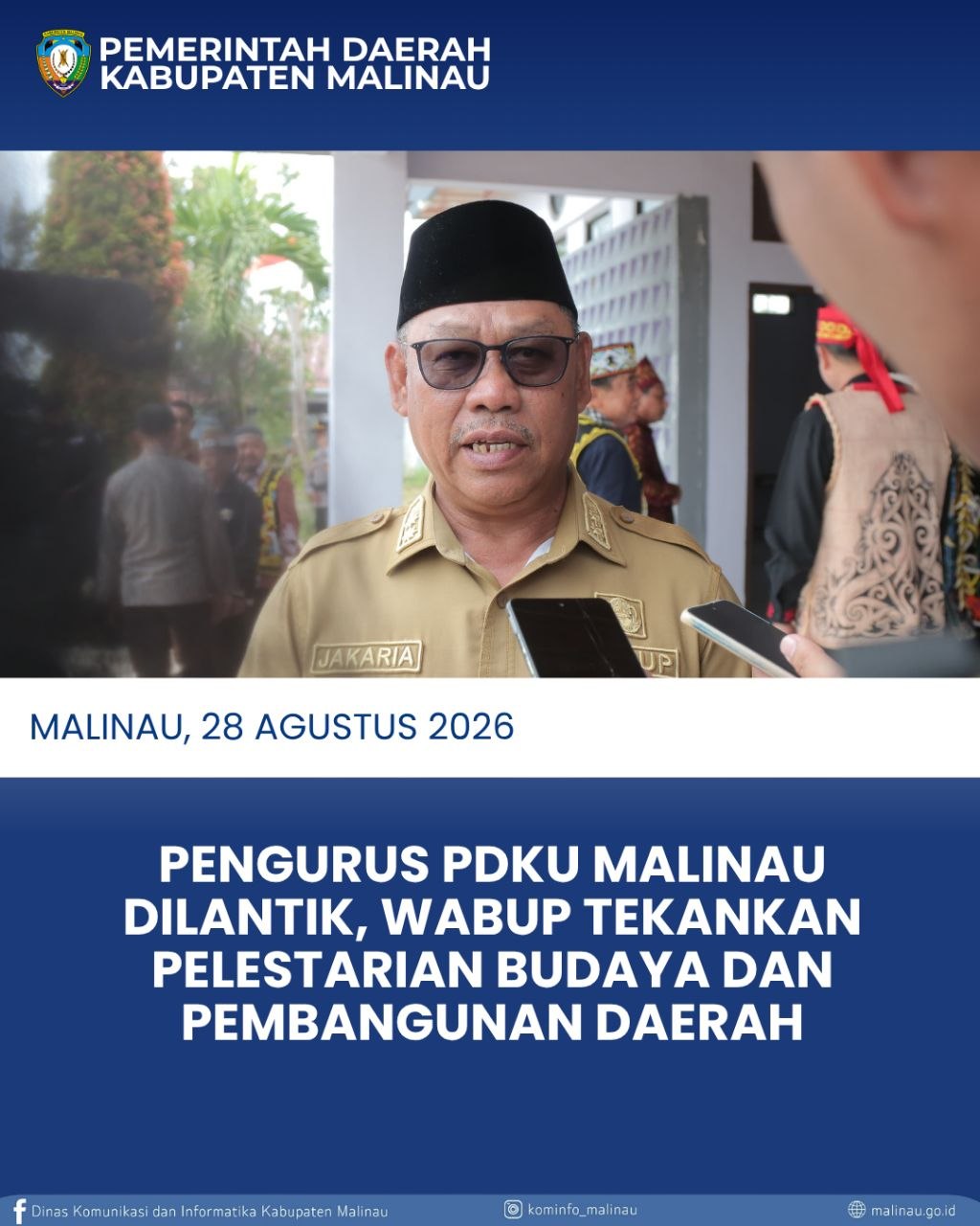 Pengurus PDKU Malinau Dilantik, Wabup Tekankan Pelestarian Budaya dan Pembangunan Daerah
