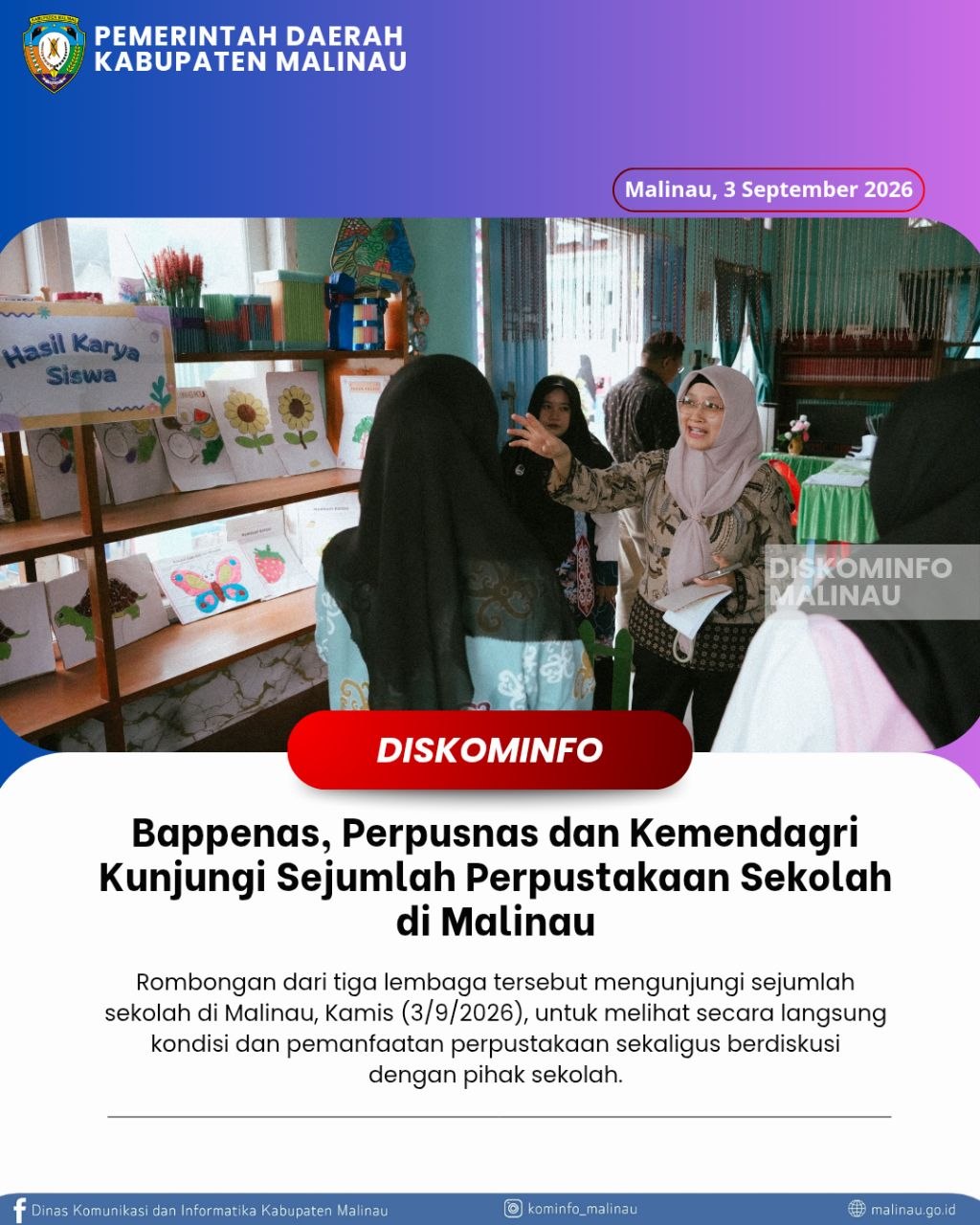 Bappenas, Perpusnas dan Kemendagri Kunjungi Sejumlah Perpustakaan Sekolah di Malinau