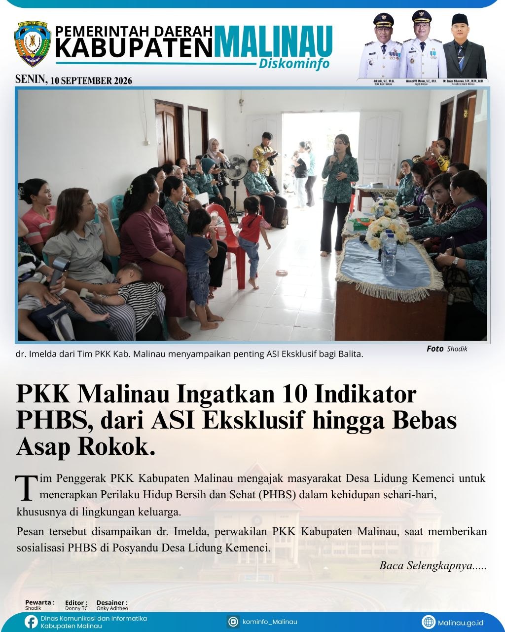 PKK Malinau Ingatkan 10 Indikator PHBS, dari ASI Eksklusif hingga Bebas Asap Rokok