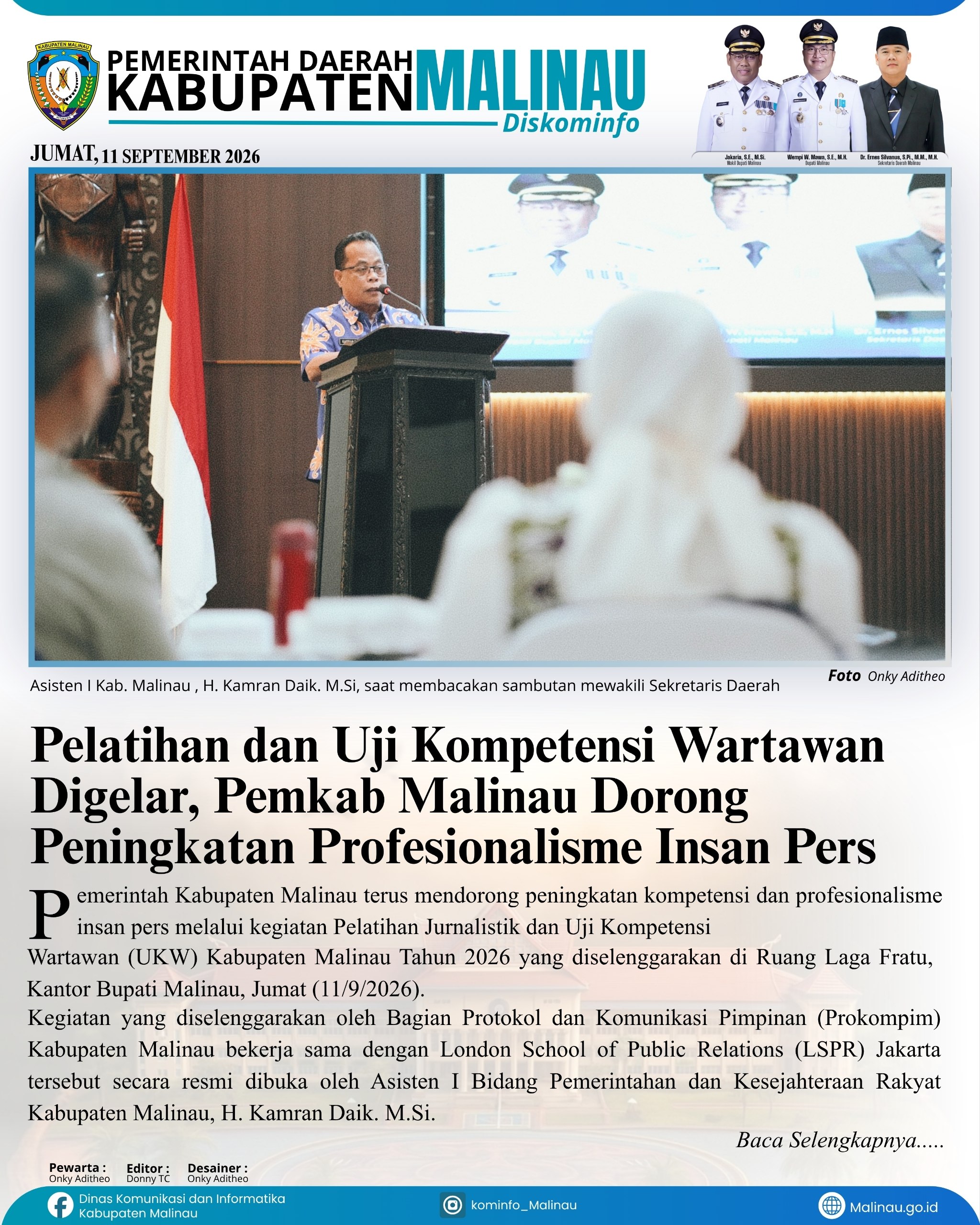 Pelatihan dan Uji Kompetensi Wartawan Digelar, Pemkab Malinau Dorong Peningkatan Profesionalisme Insan Pers