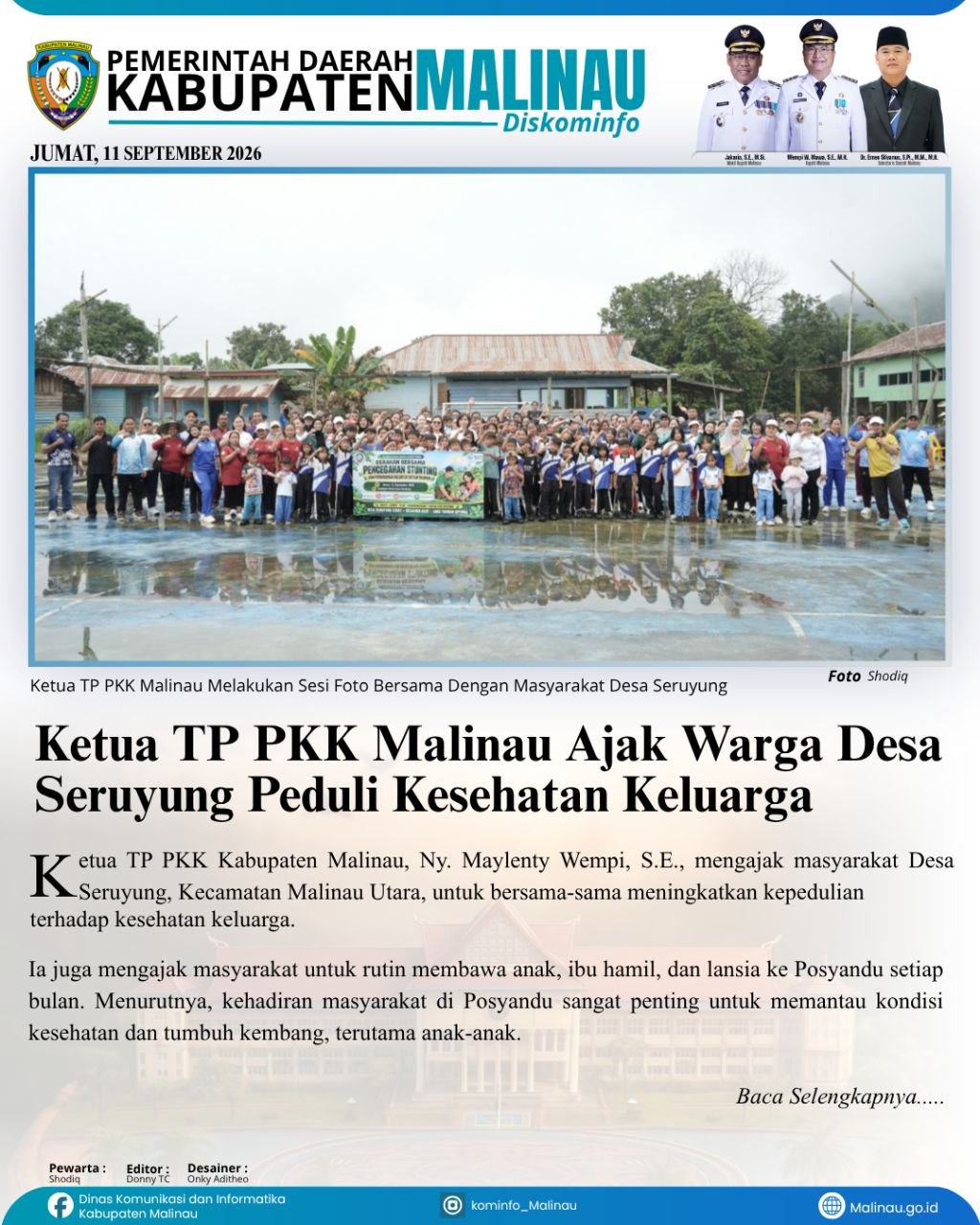 Ketua TP PKK Malinau Ajak Warga Desa Seruyung Peduli Kesehatan Keluarga