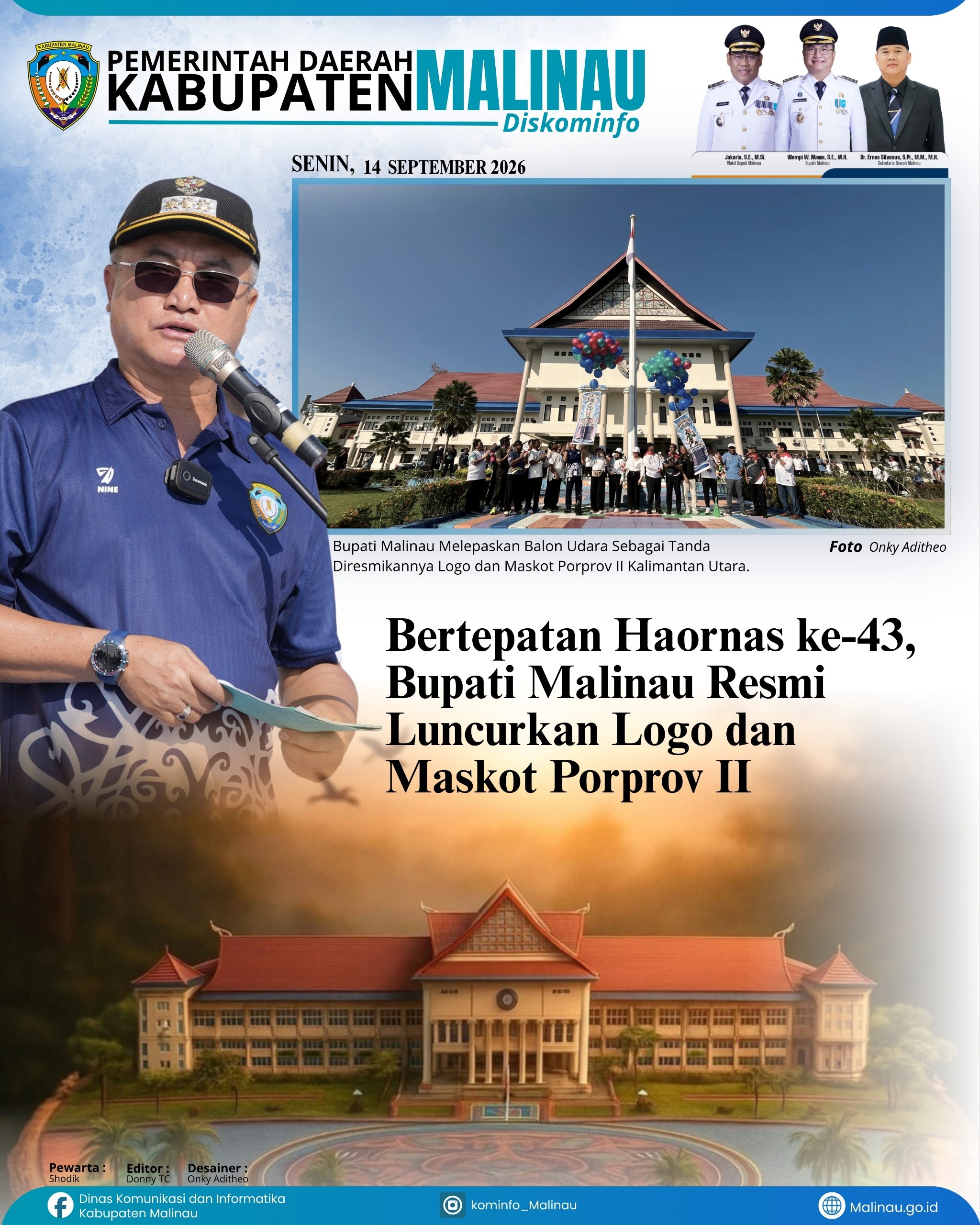 Bertepatan Haornas ke-43, Bupati Malinau Resmi Luncurkan Logo dan Maskot Porprov II