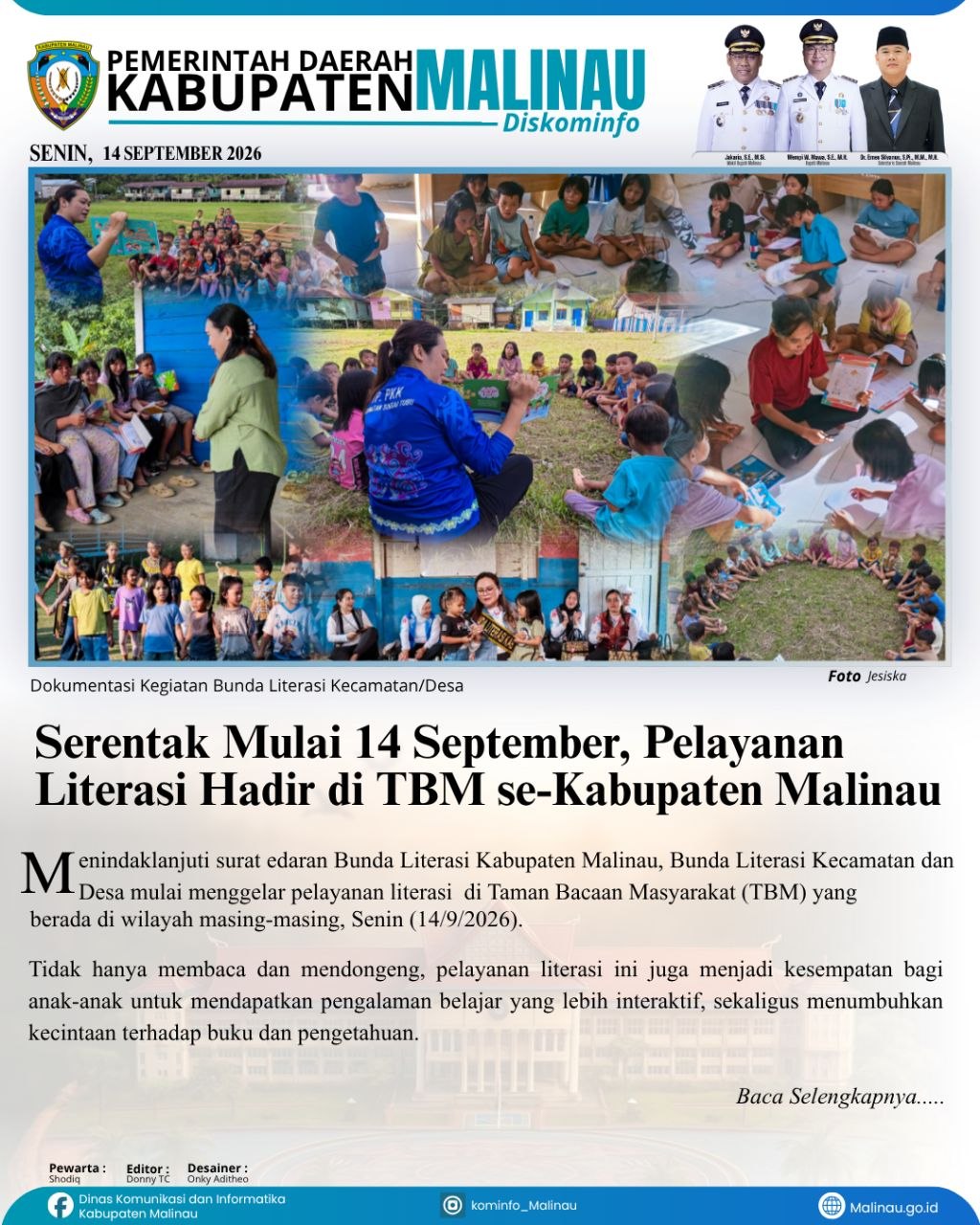Serentak Mulai 14 September, Pelayanan Literasi Hadir di TBM se-Kabupaten Malinau