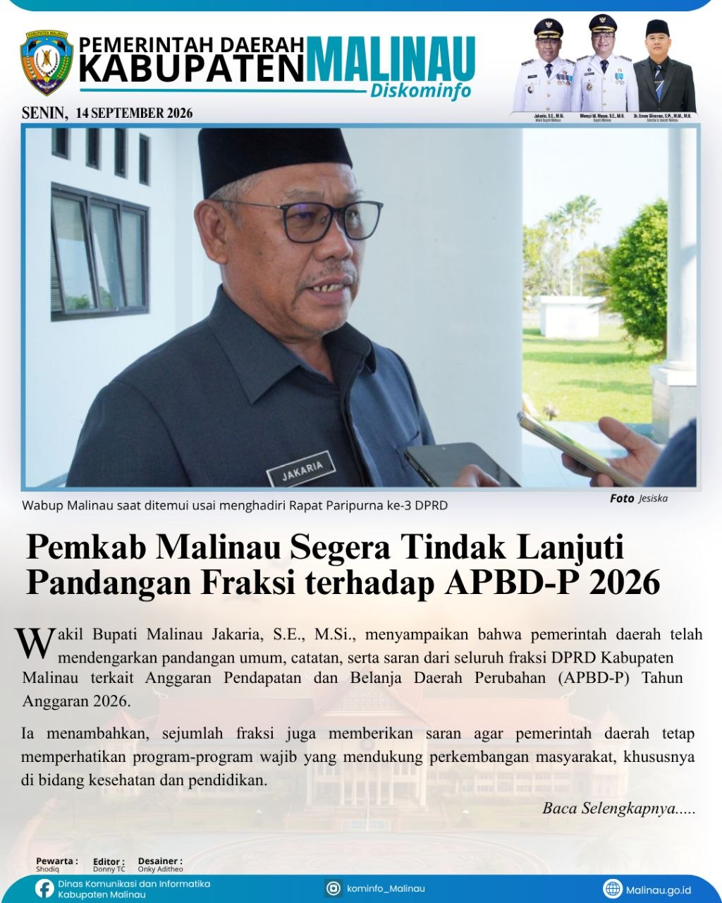 Pemkab Malinau Segera Tindak Lanjuti Pandangan Fraksi terhadap APBD-P 2026