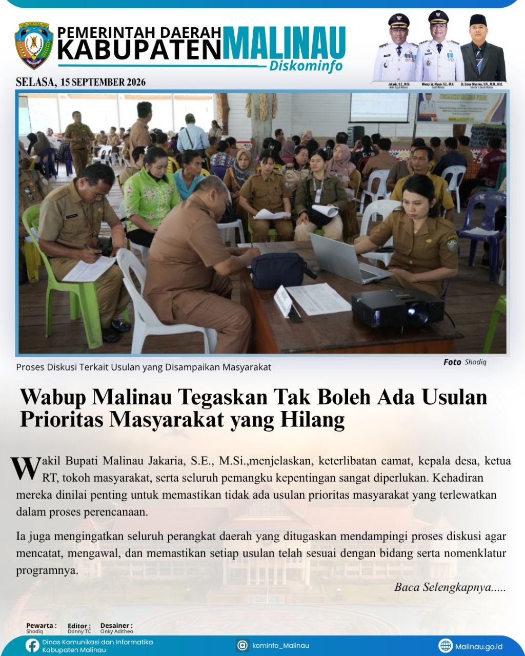 Wabup Malinau Tegaskan Tak Boleh Ada Usulan Prioritas Masyarakat yang Hilang