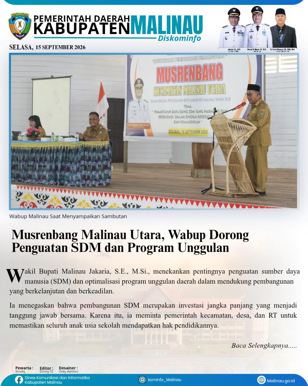 Musrenbang Malinau Utara, Wabup Dorong Penguatan SDM dan Program Unggulan