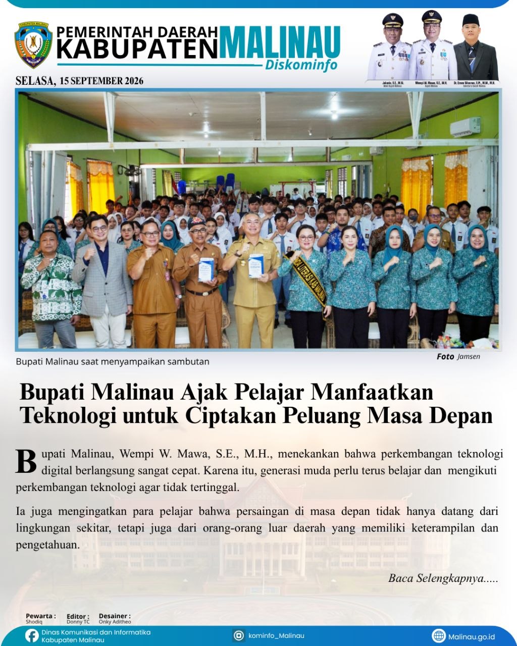 Bupati Malinau Ajak Pelajar Manfaatkan Teknologi untuk Ciptakan Peluang Masa Depan