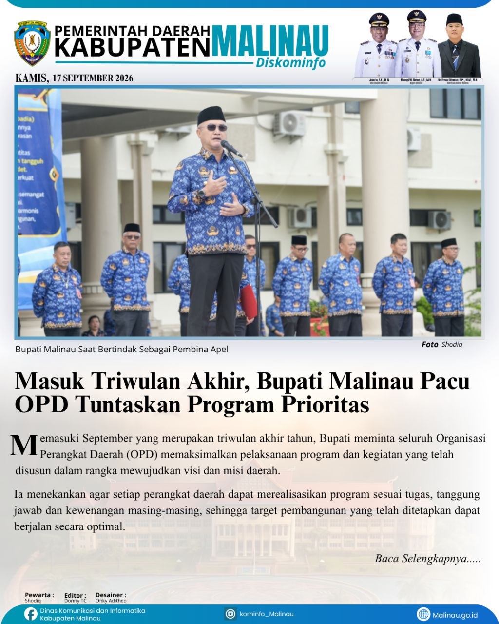 Masuk Triwulan Akhir, Bupati Malinau Pacu OPD Tuntaskan Program Prioritas