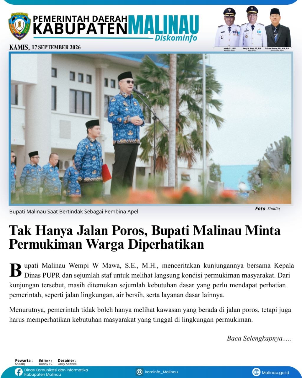 Tak Hanya Jalan Poros, Bupati Malinau Minta Permukiman Warga Diperhatikan