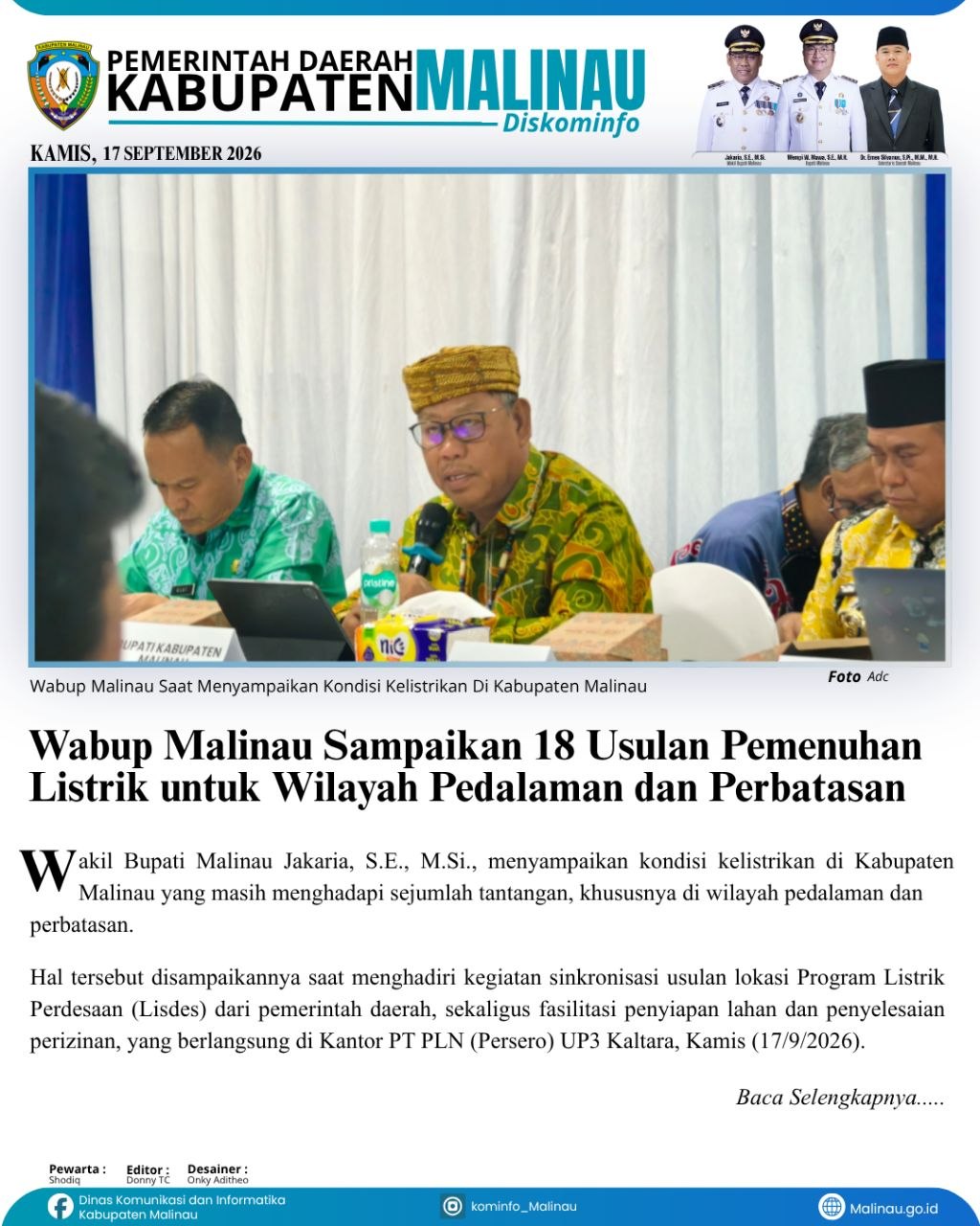 Wabup Malinau Sampaikan 18 Usulan Pemenuhan Listrik untuk Wilayah Pedalaman dan Perbatasan