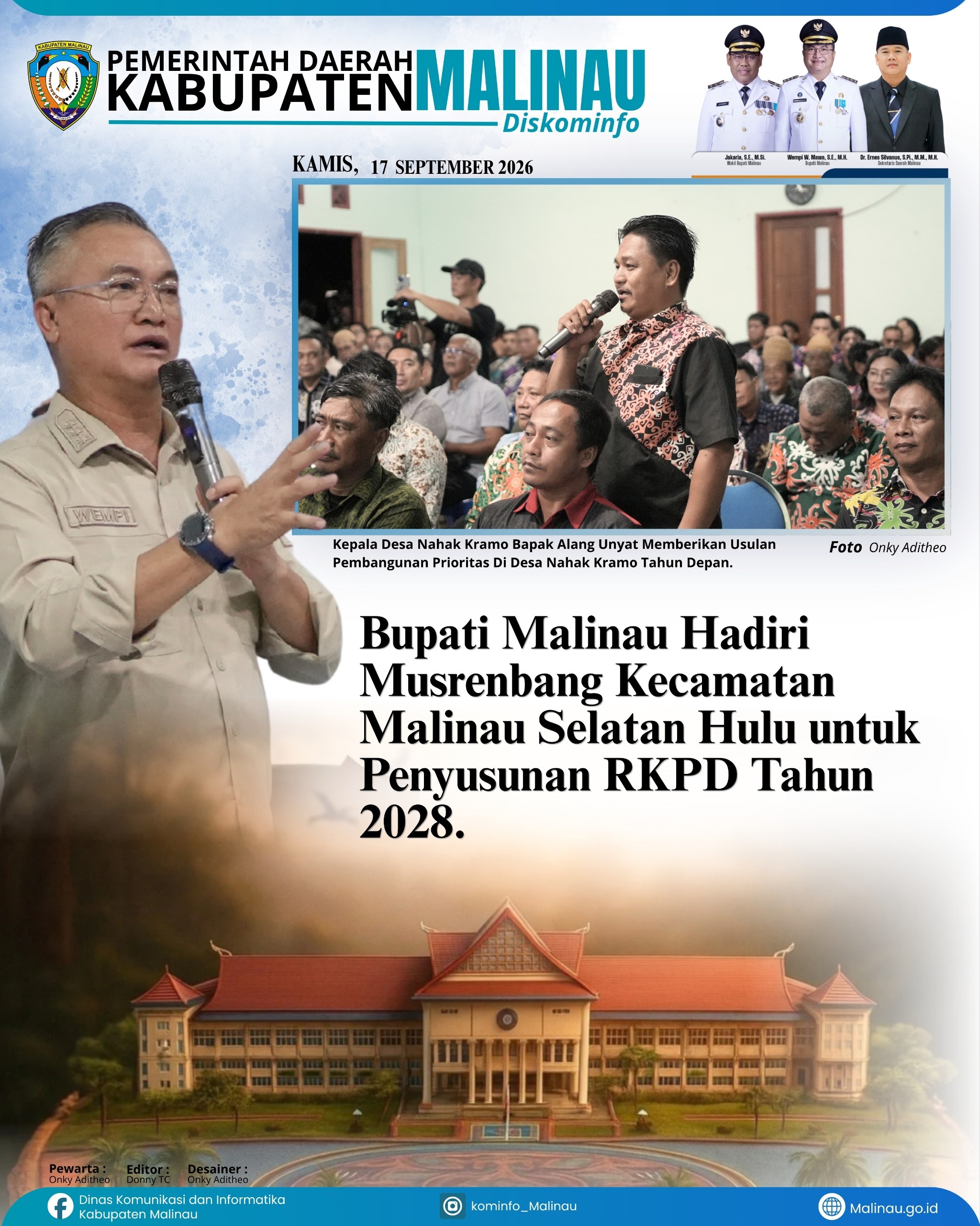 Bupati Malinau Hadiri Musrenbang Kecamatan Malinau Selatan Hulu untuk Penyusunan RKPD Tahun 2028