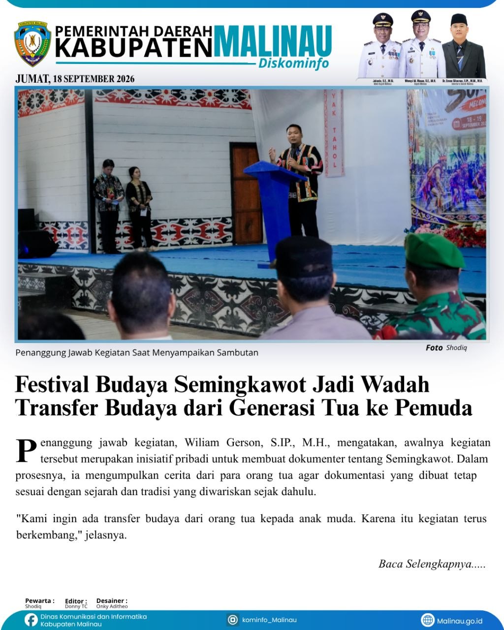 Festival Budaya Semingkawot Jadi Wadah Transfer Budaya dari Generasi Tua ke Pemuda