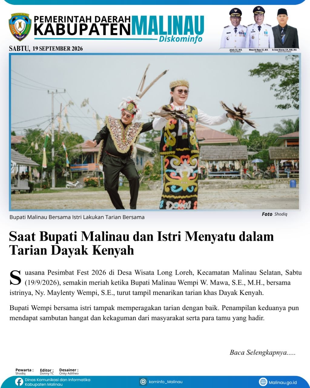Saat Bupati Malinau dan Istri Menyatu dalam Tarian Dayak Kenyah