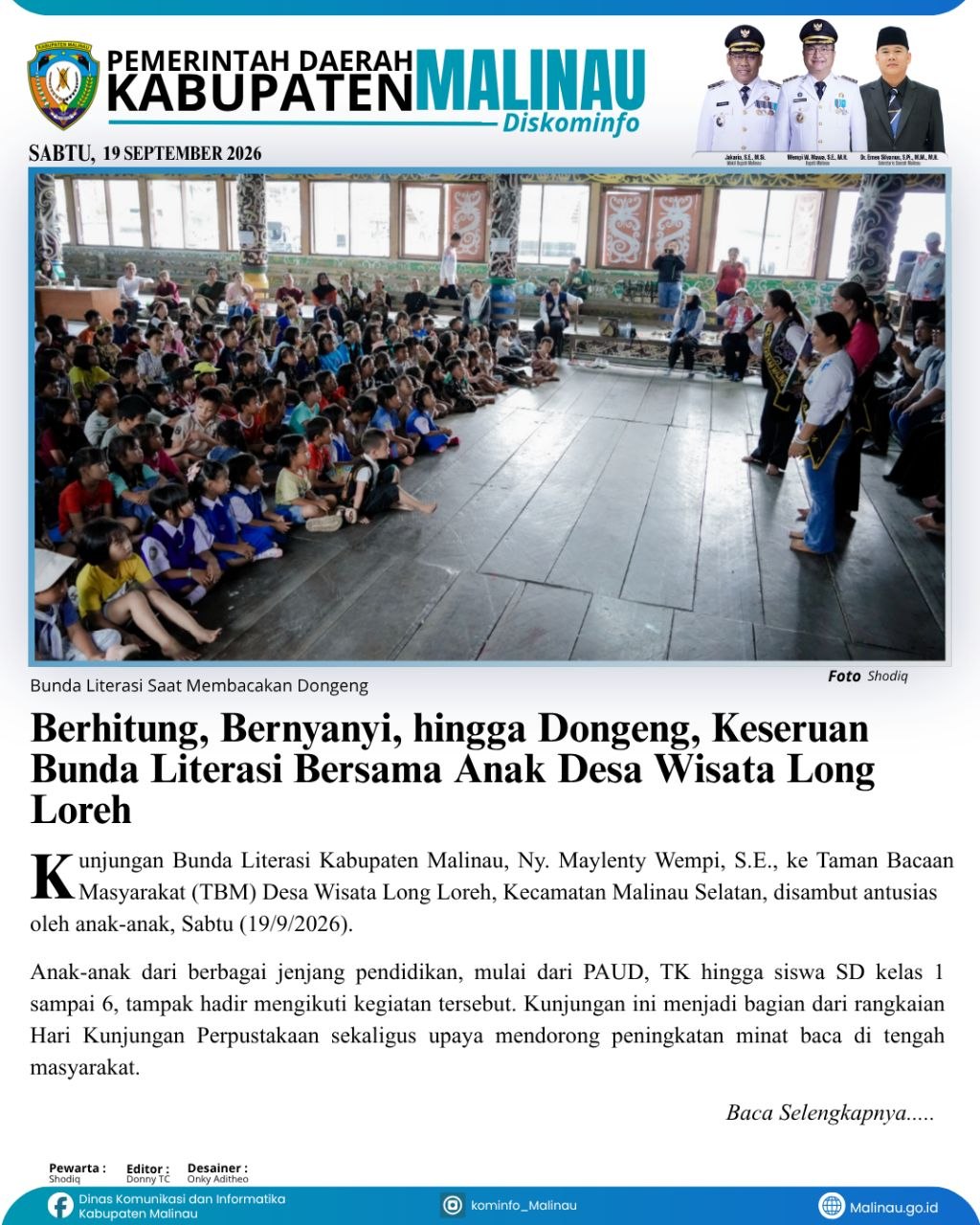 Berhitung, Bernyanyi, hingga Dongeng, Keseruan Bunda Literasi Bersama Anak Desa Wisata Long Loreh