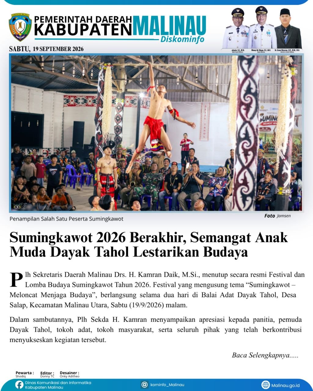 Sumingkawot 2026 Berakhir, Semangat Anak Muda Dayak Tahol Lestarikan Budaya