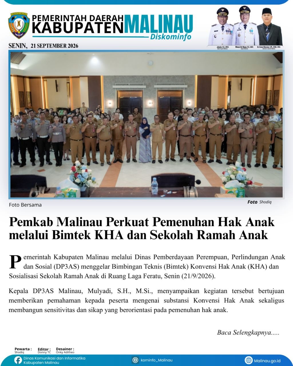 Pemkab Malinau Perkuat Pemenuhan Hak Anak melalui Bimtek KHA dan Sekolah Ramah Anak