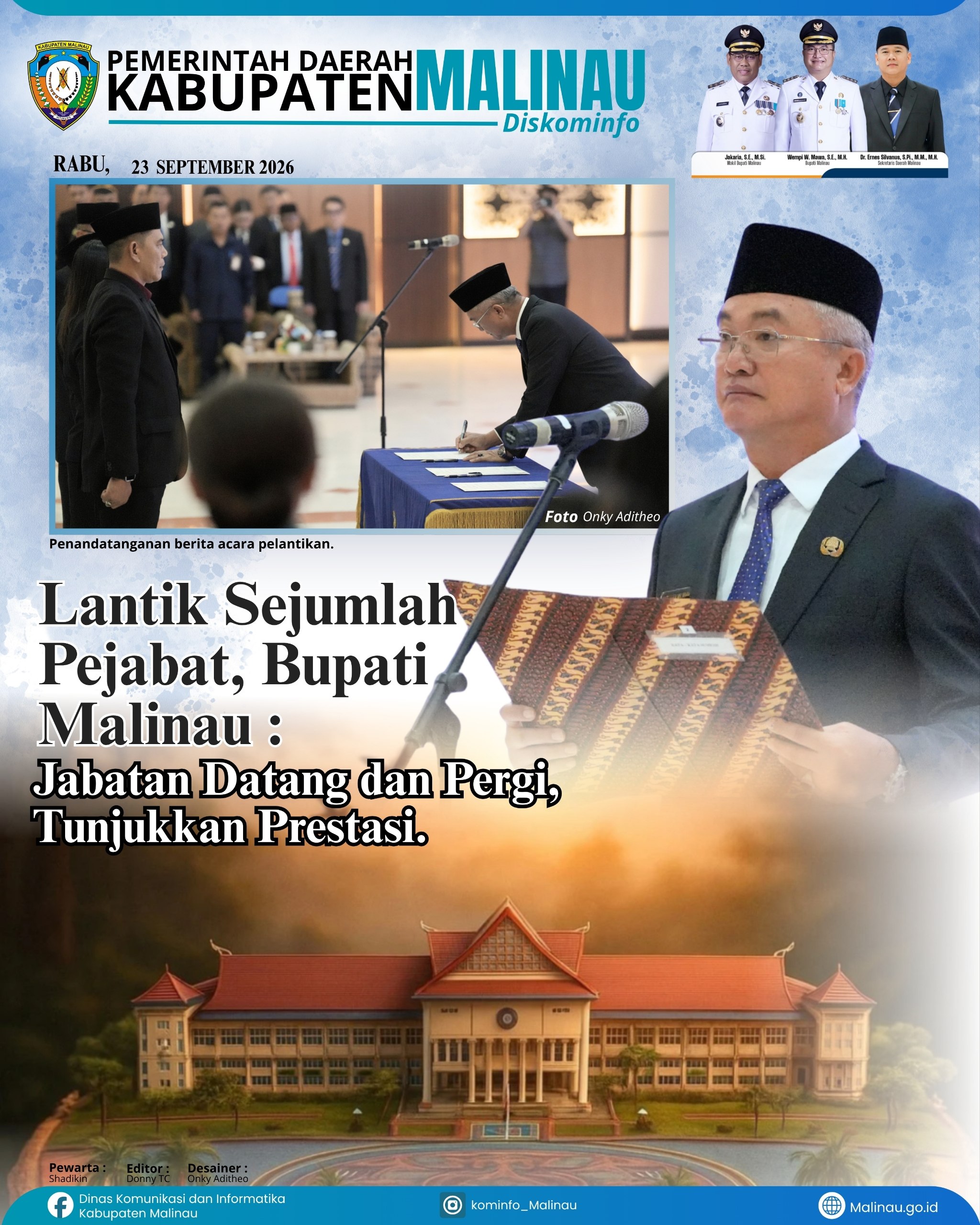 Lantik Sejumlah Pejabat, Bupati Malinau: Jabatan Datang dan Pergi, Tunjukkan Prestasi