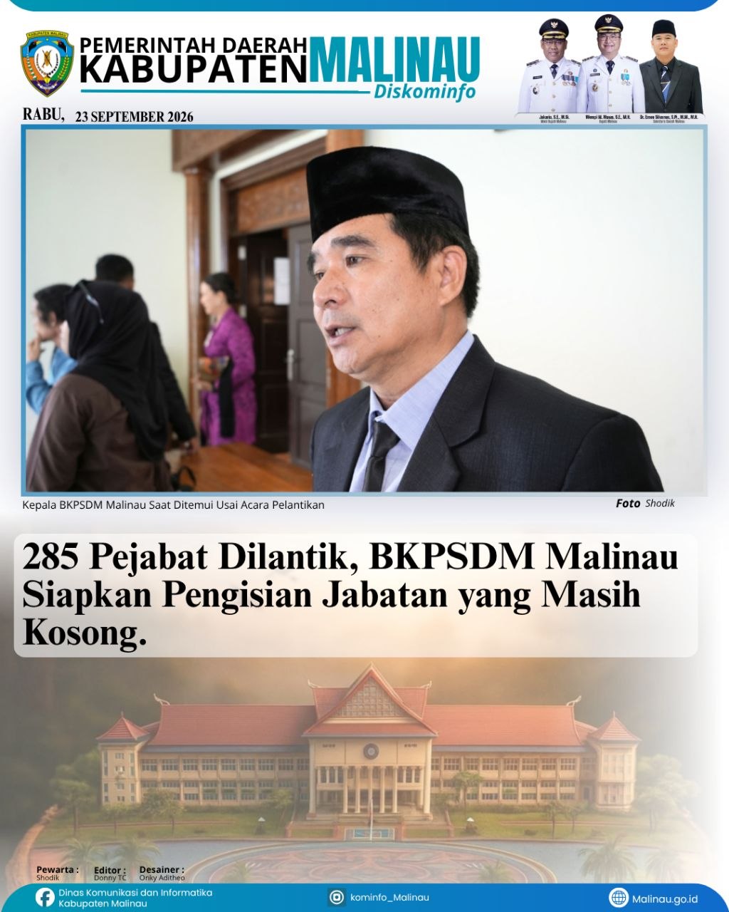 285 Pejabat Dilantik, BKPSDM Malinau Siapkan Pengisian Jabatan yang Masih Kosong