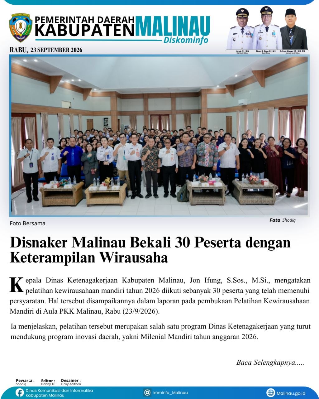 Disnaker Malinau Bekali 30 Peserta dengan Keterampilan Wirausaha