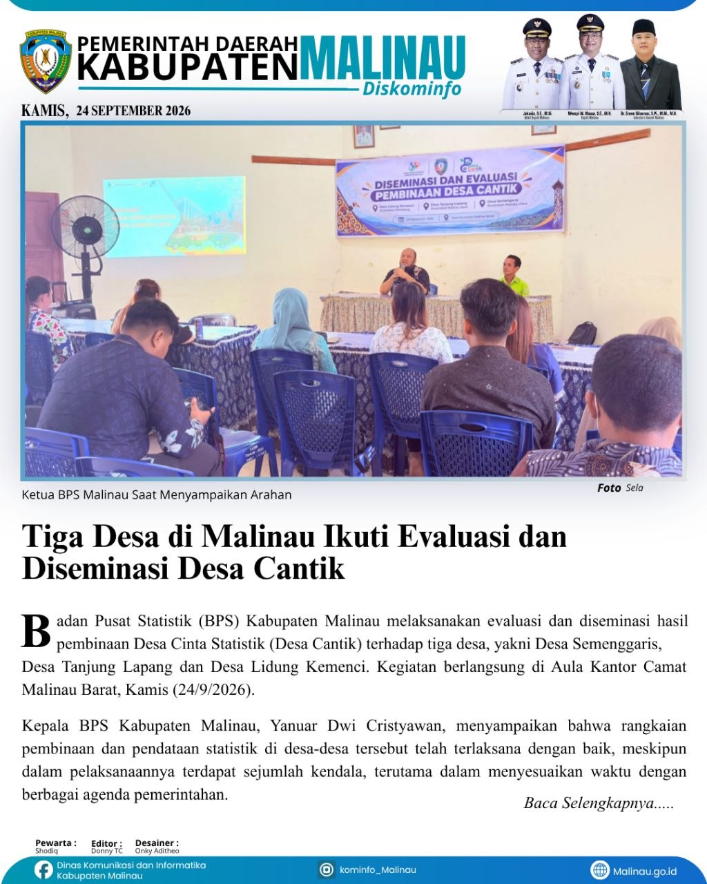 Tiga Desa di Malinau Ikuti Evaluasi dan Diseminasi Desa Cantik
