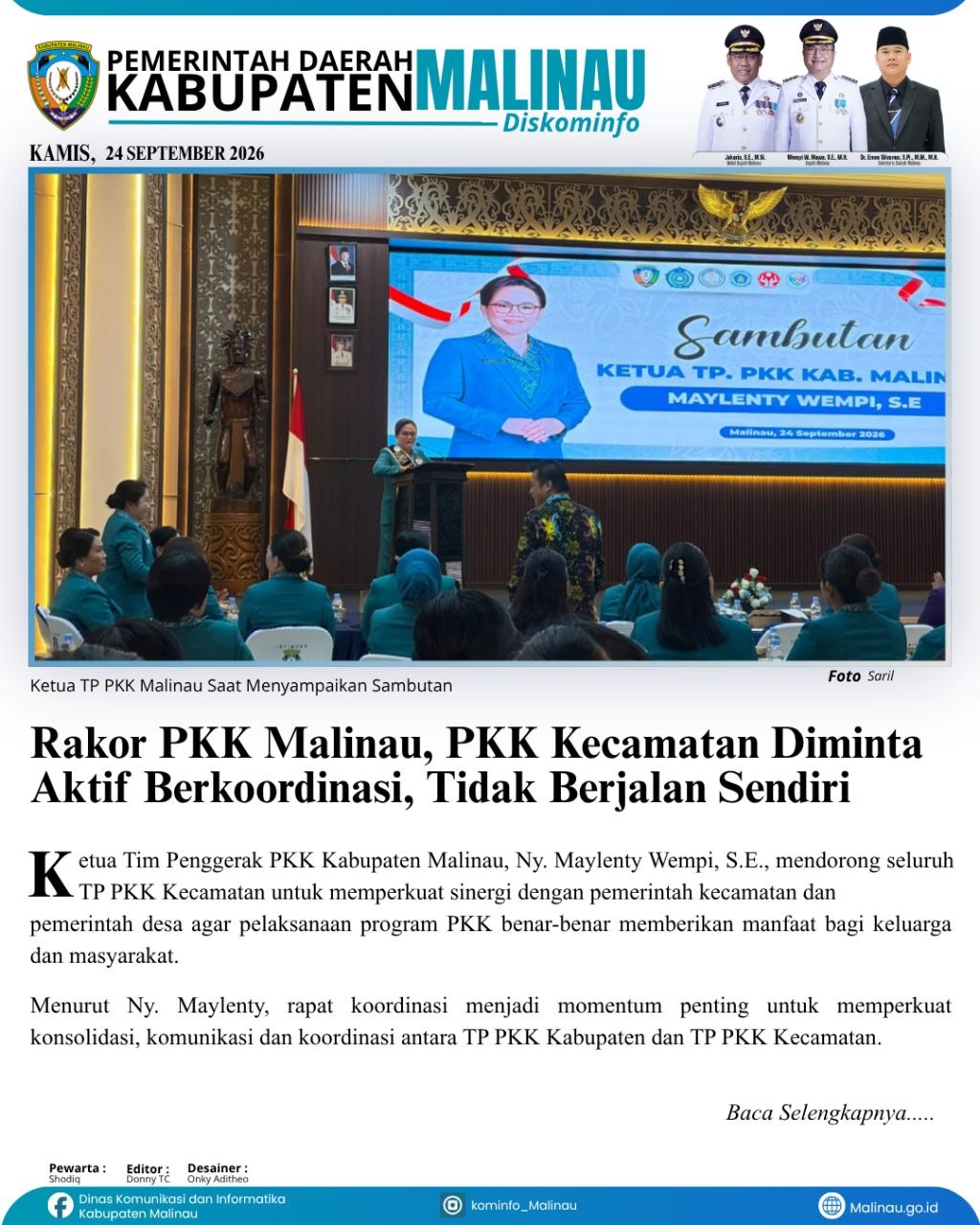 Rakor PKK Malinau, PKK Kecamatan Diminta Aktif Berkoordinasi, Tidak Berjalan Sendiri
