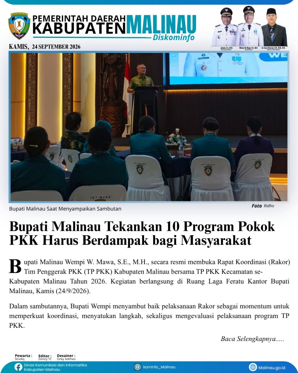 Bupati Malinau Tekankan 10 Program Pokok PKK Harus Berdampak bagi Masyarakat