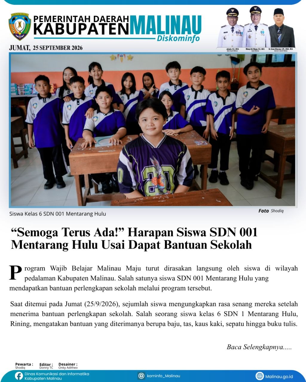 “Semoga Terus Ada!” Harapan Siswa SDN 001 Mentarang Hulu Usai Dapat Bantuan Sekolah