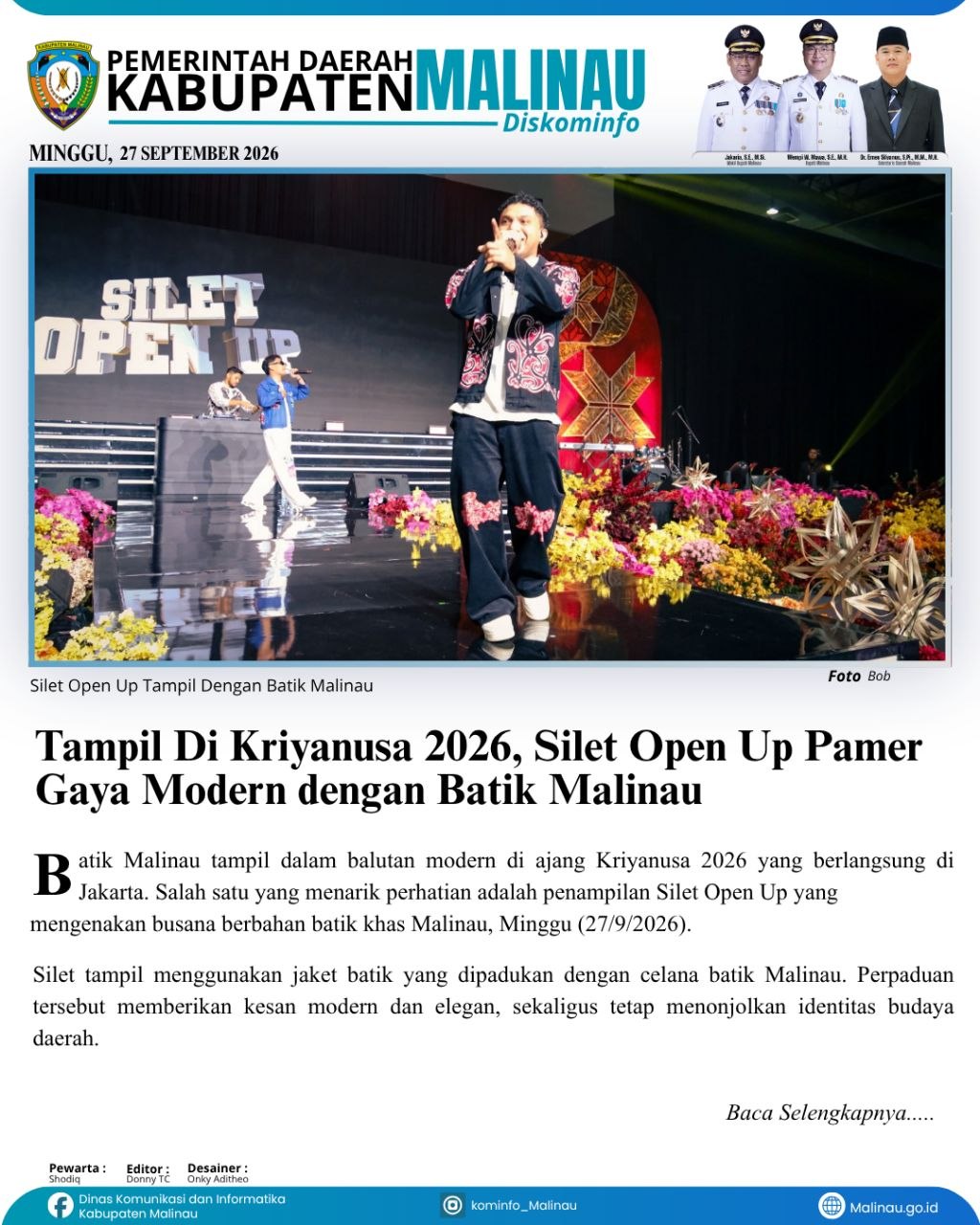 Tampil Di Kriyanusa 2026, Silet Open Up Pamer Gaya Modern dengan Batik Malinau