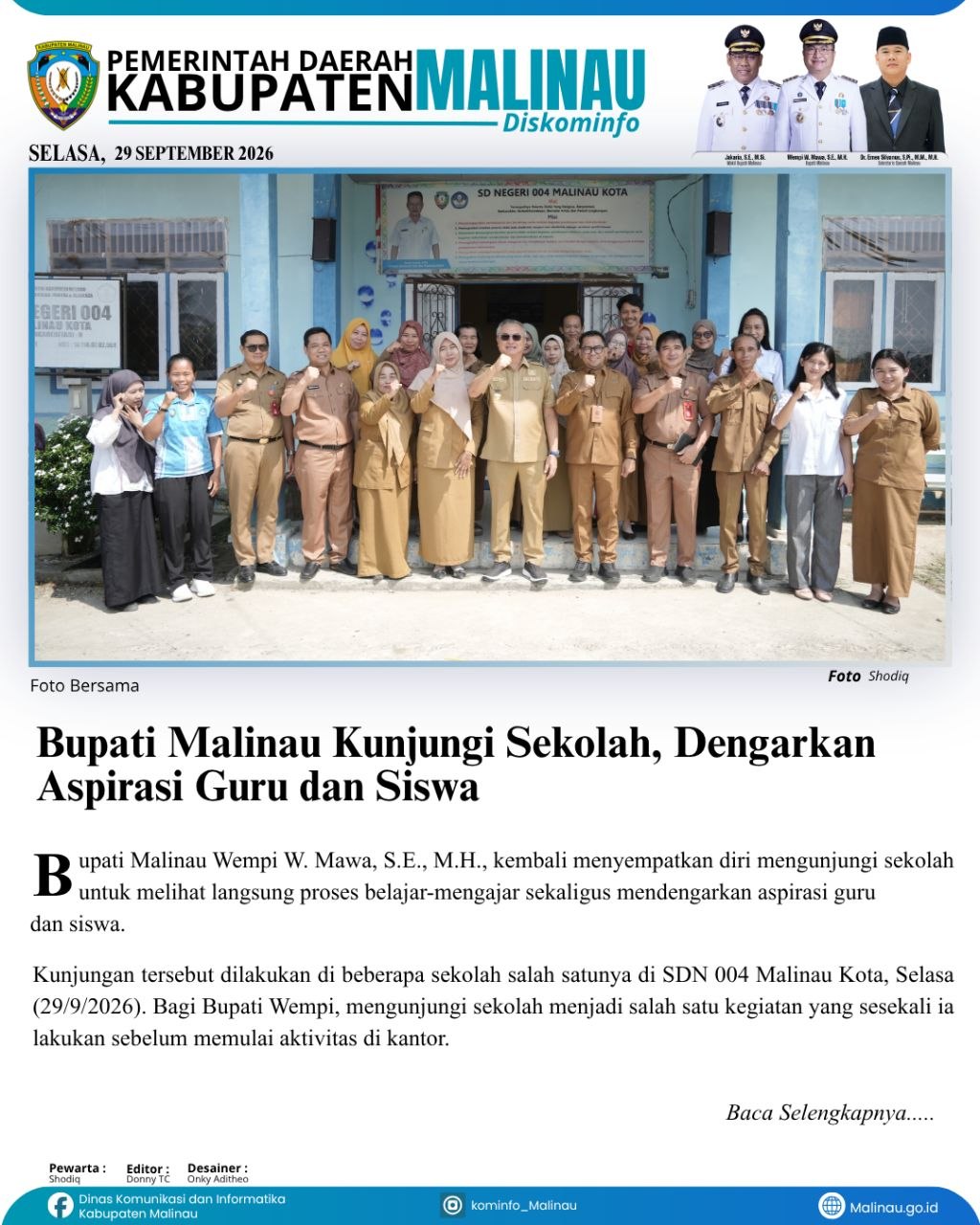 Bupati Malinau Kunjungi Sekolah, Dengarkan Aspirasi Guru dan Siswa