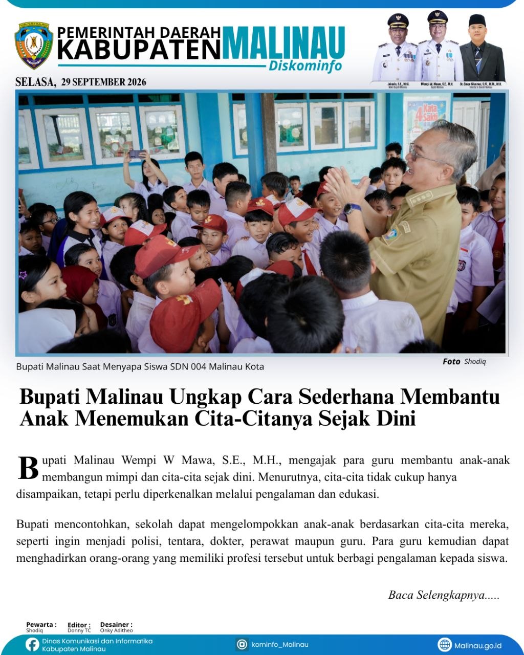 Bupati Malinau Ungkap Cara Sederhana Membantu Anak Menemukan Cita-Citanya Sejak Dini