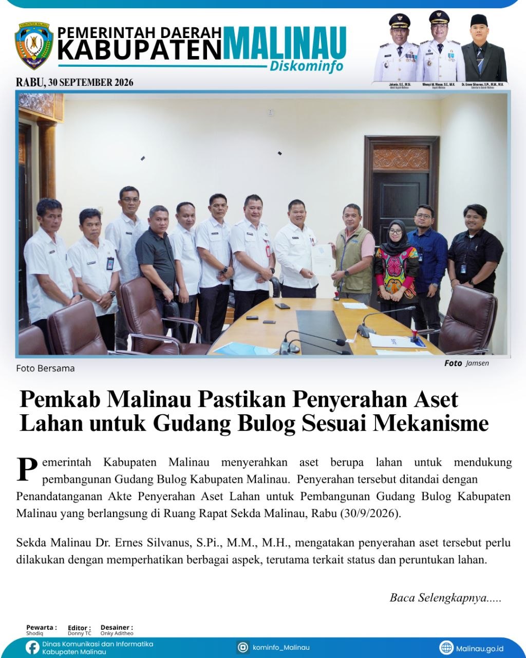 Pemkab Malinau Pastikan Penyerahan Aset Lahan untuk Gudang Bulog Sesuai Mekanisme