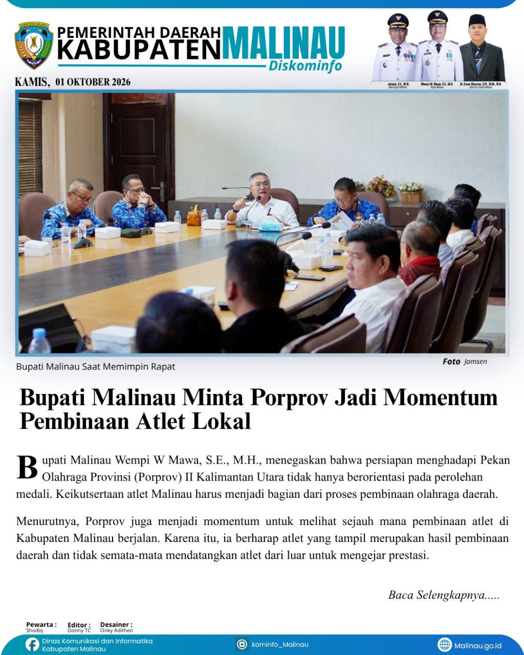 Bupati Malinau Minta Porprov Jadi Momentum Pembinaan Atlet Lokal