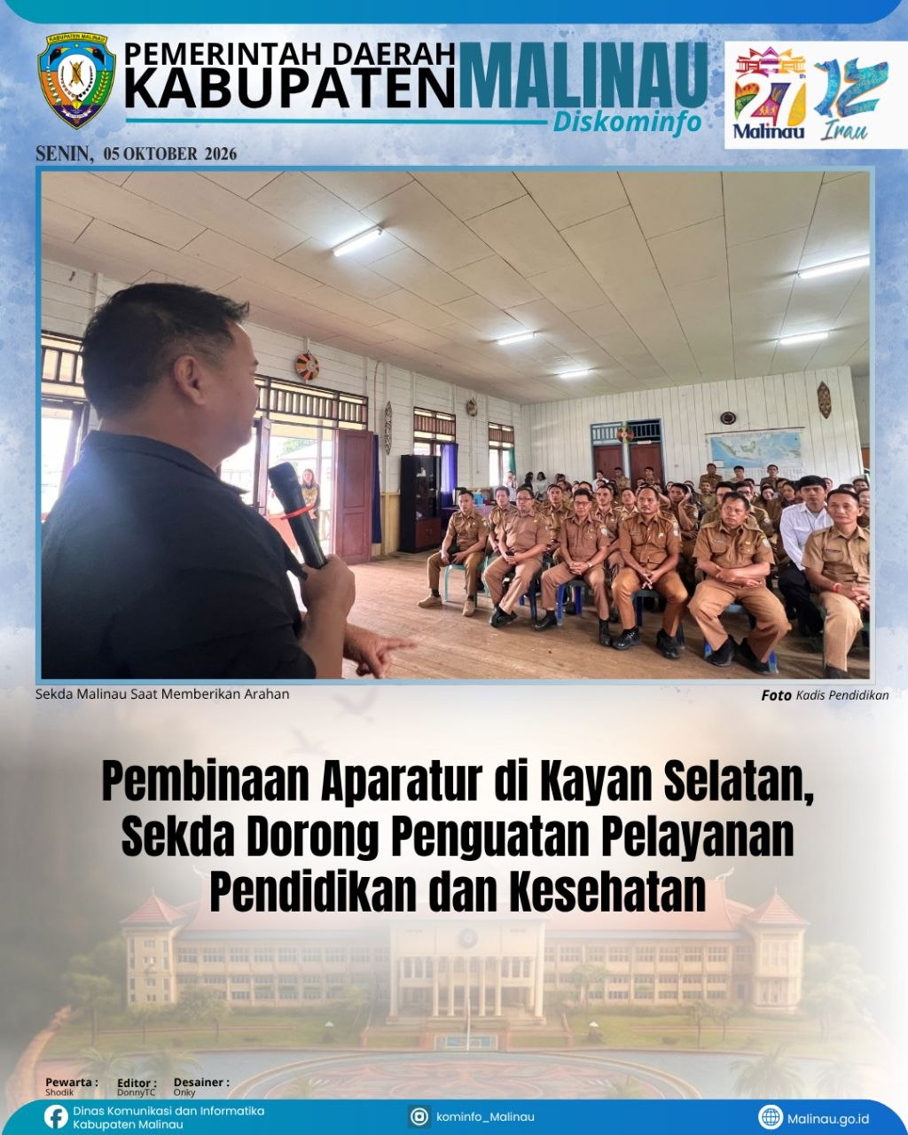 Pembinaan Aparatur di Kayan Selatan, Sekda Dorong Penguatan Pelayanan Pendidikan dan Kesehatan
