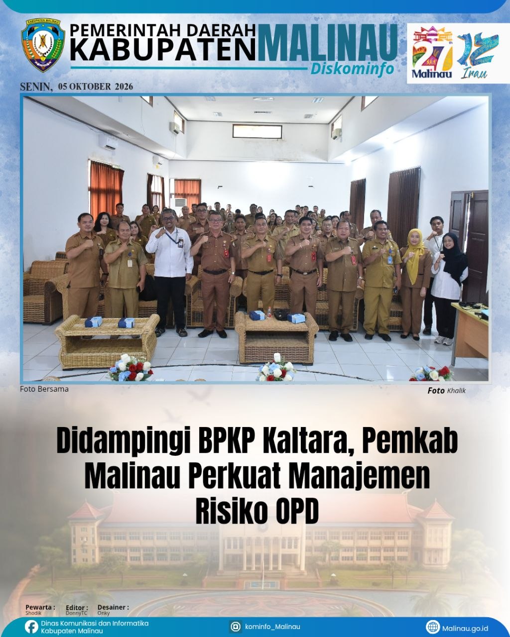 Didampingi BPKP Kaltara, Pemkab Malinau Perkuat Manajemen Risiko OPD