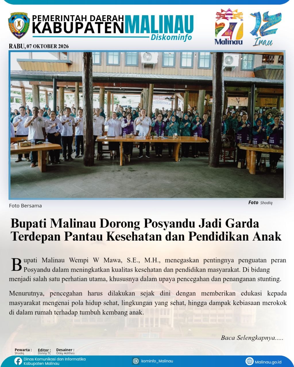 Bupati Malinau Dorong Posyandu Jadi Garda Terdepan Pantau Kesehatan dan Pendidikan Anak