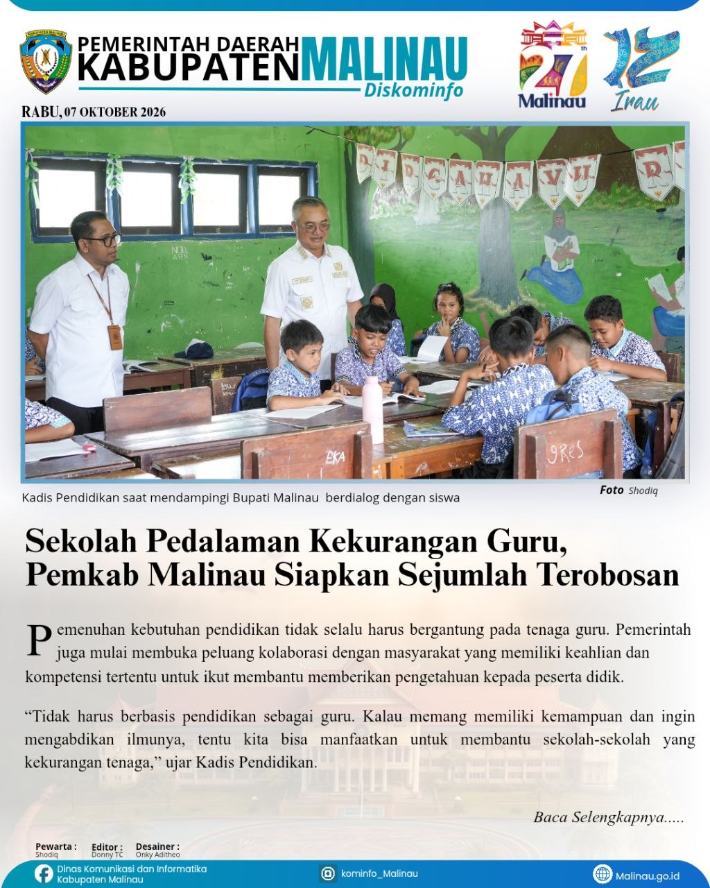 Sekolah Pedalaman Kekurangan Guru, Pemkab Malinau Siapkan Sejumlah Terobosan