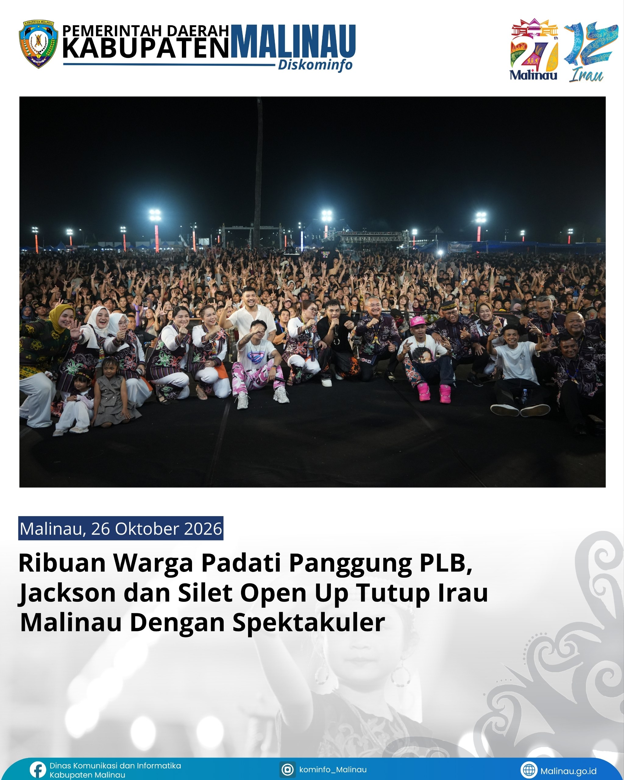 Ribuan Warga Padati Panggung PLB, Jackson dan Silet Open Up Tutup Irau Malinau dengan Spektakuler